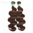 Dark Brown Real Body Wave Human Hair Weave , Natural Remy Curly Hair Extensions