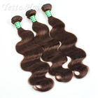 Dark Brown Real Body Wave Human Hair Weave , Natural Remy Curly Hair Extensions