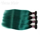 Dark Root Green Brazilian Virgin Remy Human Hair / Silky Straight Hair Weave