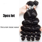 Loose Wave Virgin Peruvian Human Hair Weave Loose Curly Hair Bundles 1B