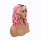 Double Weft 13 X 4.5 Wave Lace Front Human Hair Wigs 1b / Pink Color