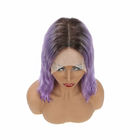 100% Human Hair Cut Short Ombre Purple Bob Lace Front Wig For Women