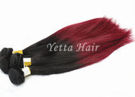 Dark Red Human Hair Extensions , Silky Straight Real Hair Ombre Extensions