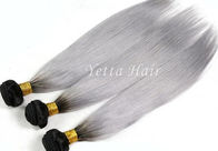 Silver Grey Ombre Human Hair Extensions Unprocessed Straight  Virgin Hair