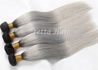 Silver Grey Ombre Human Hair Extensions Unprocessed Straight  Virgin Hair