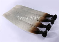 Two Tone Color Peruvian Human Hair Extensions Ombre With Gray Straight