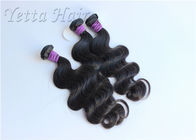 12 - 30 Inch  Peruvian Virgin Hair / Natural Black Body Wave Hair