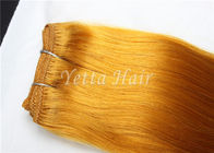 Yellow Virgin Human Hair Extensions , Elegant Virgin Russian Hair Wefts