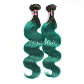 Two Tone Real Ombre Hair Extensions , Green 14 - 24 Inch  Virgin Hair