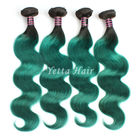 Two Tone Real Ombre Hair Extensions , Green 14 - 24 Inch  Virgin Hair