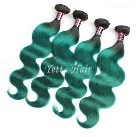 Two Tone Real Ombre Hair Extensions , Green 14 - 24 Inch  Virgin Hair