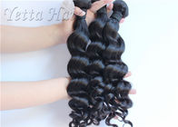 16 Inch Virgin Malaysian Curly Hair Wave , Natural Color Loose Wave Hair Extensions