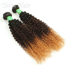 Colored Peruvian Virgin Hair Body Wave / Three Tone  Kinky Curly Hair Extensions