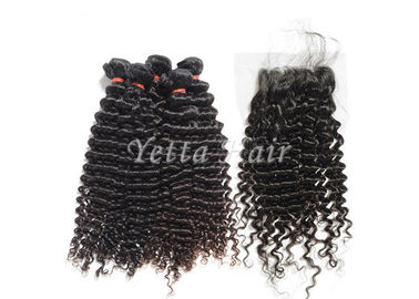 No Shedding No Tangle Mongolian  8A Virgin Hair With Kinky Curly Lace Closure