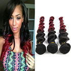 Natural Red Human Hair Extensions Ombre 1B / 99J Loose Wave Hair 10&quot;-30&quot;