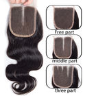 Loose Weave Lace Closure Peruvian Virgin Human Hair Weave With Closure 4X4