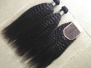 Grade 8A Peruvian Curly Hair Extensions Kinky Straight With 4x4 Closure