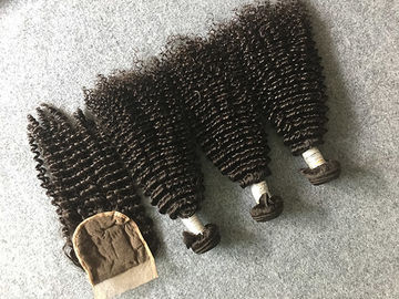 Safe Peruvian 8A Virgin Hair Kinky Curly Hair Bundles With 4x4 Kinky Curly Closure