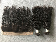 100% Peruvian Human Hair Weave Virgin Kinky Curly Hair with 13x4 Lace Frontal