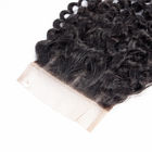 Three Part 8 - 24 Inches Peruvian Body Wave Hair 1B Natural Curly Closure
