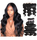 10'' Virgin Human Hair Extensions For Lady / Body Wave Bundles With Lace Frontal