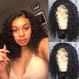 Natural Curly Short Front Lace Human Hair Bob Wigs For African American