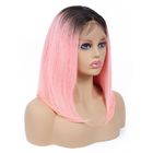 1B / Pink 100% Brazilian Virgin Hair / Short Straight Lace Frontal Bob Wigs
