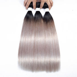 1B / Silver Grey Ombre Straight Malaysian Hair Extensions No Shedding