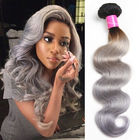 Body Wave Thick Ombre Human Hair Extensions 40 Inch Grey For Women