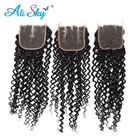 Black Color Malaysian Curly Hair Bundles With Closure 100 Grams / Piece