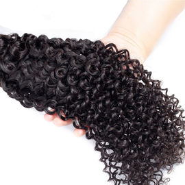 Black Color Malaysian Curly Hair Bundles With Closure 100 Grams / Piece