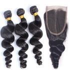 Free Line Part Brazilian 100% Human Hair Extensions / Loose Wave Virgin Hair