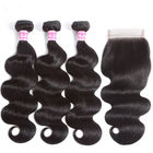 Double Weft Virgin Cambodian Hair Extensions Body Wave Bundles 3 With Closure
