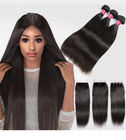 Silky Straight Remy Indian Human Hair Weave Bundles With Closure
