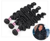 Soft 100% Brazilian Virgin Hair Loose Deep Wave 3 / 4 Bundles With Closure 4 X 4