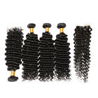 Natural Black 100% Brazilian Virgin Hair / Deep Curly Human Hair Bundles