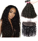 30 Inch 100% Virgin Brazilian Curly Hair Water Wave 3 Bundles With Frontal