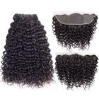 30 Inch 100% Virgin Brazilian Curly Hair Water Wave 3 Bundles With Frontal