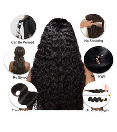 30 Inch 100% Virgin Brazilian Curly Hair Water Wave 3 Bundles With Frontal