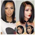 Natural Color Straight Human Hair Lace Front Wigs / Short Bob Wigs