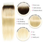 1b/613 Brazilian Straight Hair Weave Bundles With Closure Golden Color