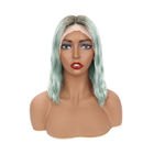 100% Virgin Ocean Blue Ombre Colored Human Hair Wigs / Short Bob Wig Brazilian Hair
