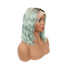 100% Virgin Ocean Blue Ombre Colored Human Hair Wigs / Short Bob Wig Brazilian Hair