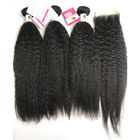 Kinky Straight Human Hair Peruvian Body Weave 22&quot;  No Smell Curling Safe