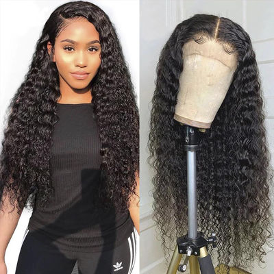 6A Transparent Lace Front Human Hair Wigs Deep Wave Curly