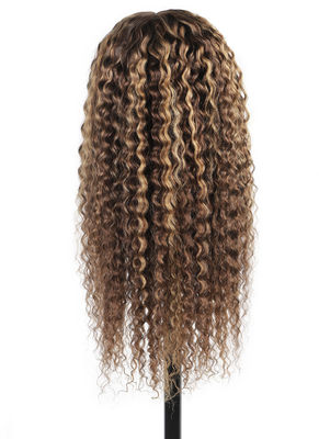 Deep Wave Brazilian Human Hair Wigs Lace Frontal Blonde Brown Mix Color Custom