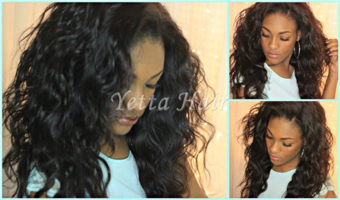 Natural Black Unprocessed Virgin Brazilian Hair , Water Wave Human Hair Extensions 