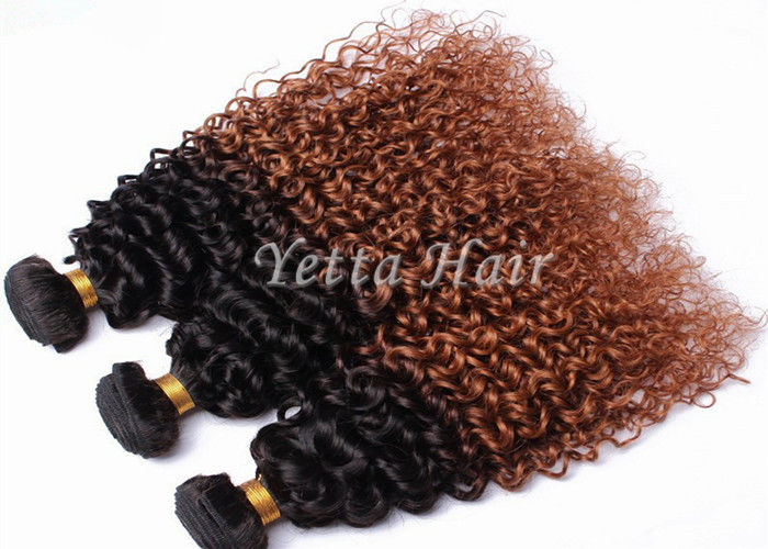 Professional Light Brown Ombre Remy Hair Weave No Tang No Mixture