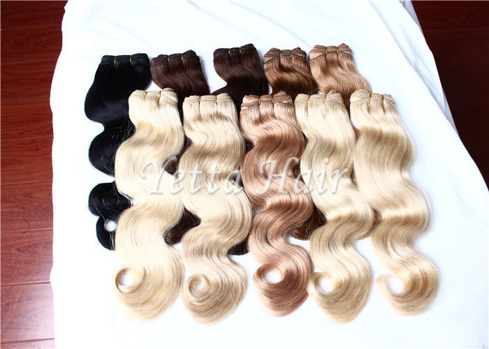 Full Cuticles Blonde 100% Brazilian Human Hair Extensions With Double Drawn