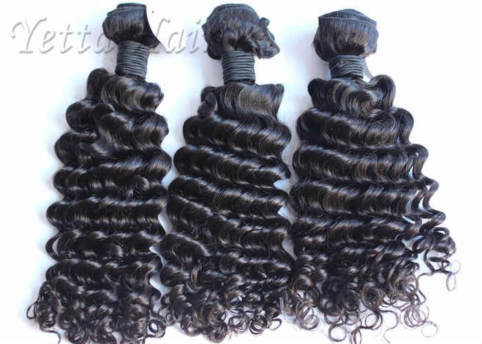 Jet Black Soft Real Malaysian Hair Extensions Deep Curly For Ladies